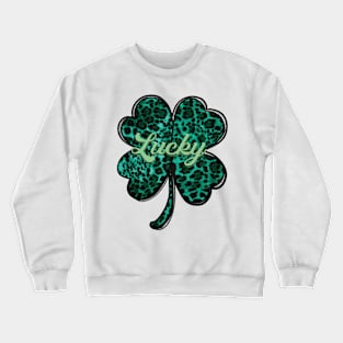 Shamrock Green Cheetah Pattern Lucky Crewneck Sweatshirt